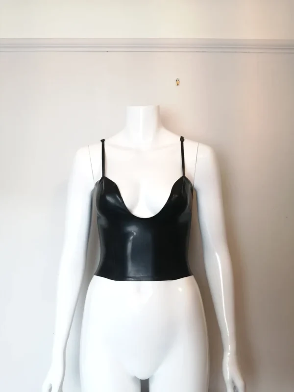 Latex Plunge Neckline Crop Top