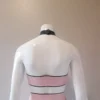 Latex Pin-Striped Underboob Crop Top with Halter Neck and Snap Collar