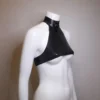 Latex Underboob Halter Top with O-Ring Collar and High Neck Snap Closure