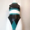 Seductive Cut-Out Black Latex Bodysuit with Shoulder Straps