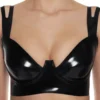 Luxe Cutout Underwire Latex Lingerie Set – Bra & Crotchless Panty