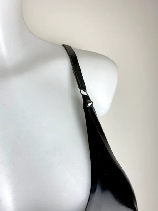 Adjustable Latex Bralette with Silver Zip and Stud Details