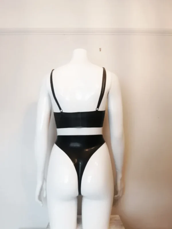 Latex Bra and High-Waist Thong Two-Piece Set