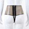 Elegant Latex High-Waist Ava Brocade Brief with Zipper and Thong Back
