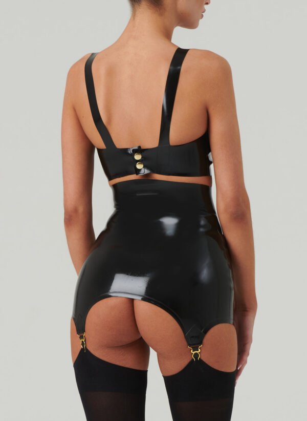 Luxe Latex Corset Lingerie Set with Gold Hardware