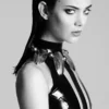 W-Shaped Contrast Panel Latex Mini Dress