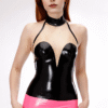 Venus Transparent Latex Halter Top with Deep Plunge Neckline