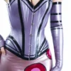 Miss Blossom Structured Latex Overbust Corset with Black Contrast Stripes