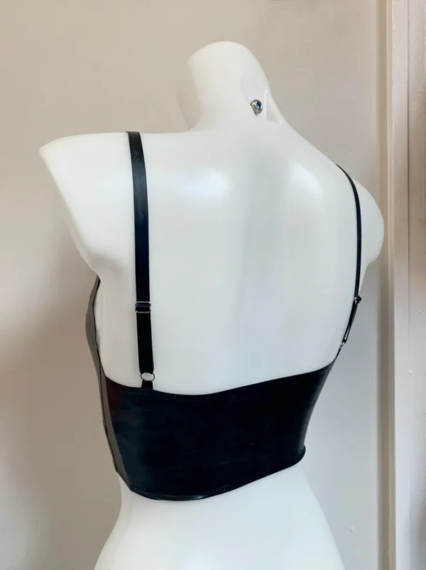 Custom Latex Sweetheart Plunge Bralette – Adjustable Longline Rubber Top