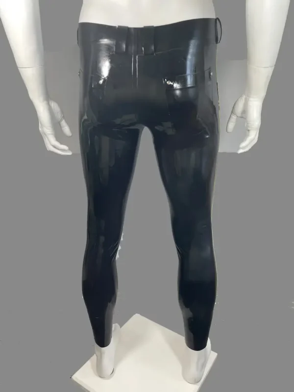 Latex Skincut Jeans with Yellow Side Stripes and Belt Loops