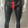 Latex Leggings with Codpiece – Custom Fit Men's Fetish Pants in Black with Red Details