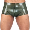 Army Green Latex Boxer Shorts with Black Side Stripes