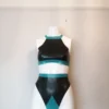 Seductive Cut-Out Black Latex Bodysuit with Shoulder Straps