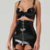 Luxe Latex Corset Lingerie Set with Gold Hardware