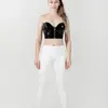 Glossy Black Latex Bustier Top with Front Zipper – Strapless Tight-Fit Crop for Party or Clubwear