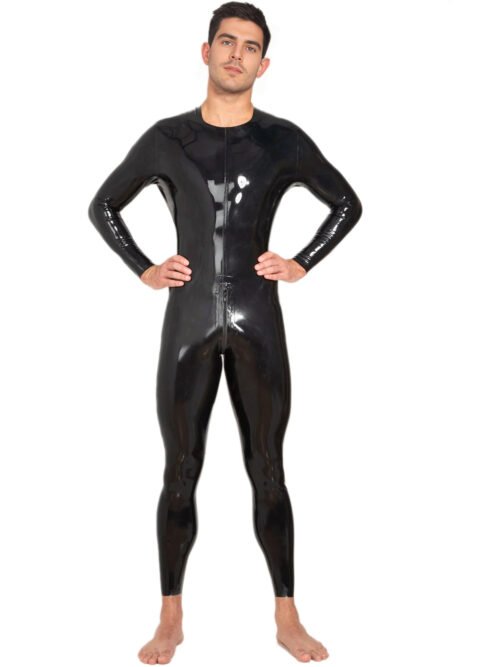 Neck Entry Latex Catsuit with Full Body Enclosure and Crotch Zip