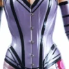 Miss Blossom Structured Latex Overbust Corset with Black Contrast Stripes