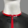 Latex Crew Neck Short Sleeve T-Shirt with Red Zip Trim – Sleek and Modern Rubber Top
