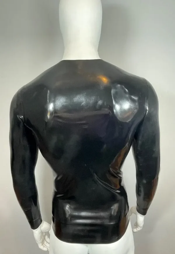 Sleek Latex Crew Neck Long Sleeve T-Shirt