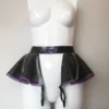 Latex Peplum Suspender Belt with Bow and Trim