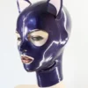 Purple Latex Cat Hood with Trimmed Eyes and Ears – Zipper Back Design