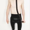 High-Waist Latex Leggings with Dual Zipper and 3D Contour – Black