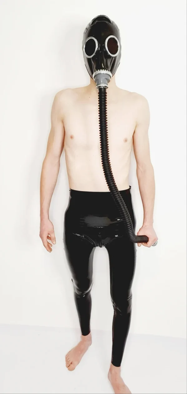 High-Waist Latex Leggings with Dual Zipper and 3D Contour – Black
