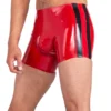 Racing Red Latex Shorts with Black Side Stripes – Medium Length