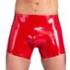 Racing Red Latex Shorts with Black Side Stripes – Medium Length