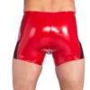 Racing Red Latex Shorts with Black Side Stripes – Medium Length