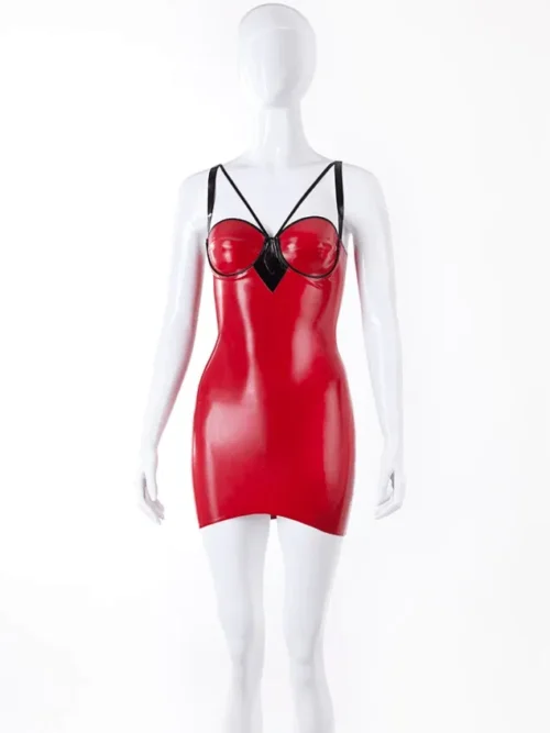 Maia Bondage-Style Latex Mini Dress with Underwired Cups