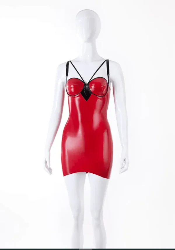 Maia Bondage-Style Latex Mini Dress with Underwired Cups