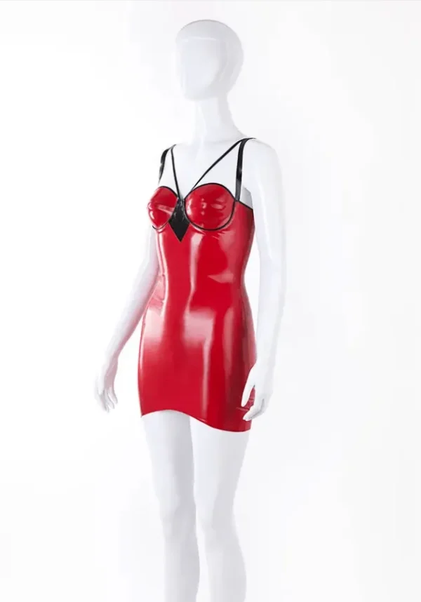 Maia Bondage-Style Latex Mini Dress with Underwired Cups