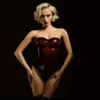 Bold Contour Strapless Latex Bodysuit – Transparent Shine Leotard with Bust Detail