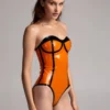Bold Contour Strapless Latex Bodysuit – Transparent Shine Leotard with Bust Detail
