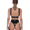 High-Shine Latex 3-Piece BDSM Lingerie Set – Harness Bra, Panties & Garter Belt