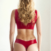 Red Latex Bralette and Thong Set – Minimalist High-Shine Two-Piece Underwear