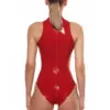 Luxe Red Latex Bodysuit with Dual Zippers – Sculpted Waist & Breast Contours