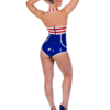 Vintage-Inspired Sailor Latex Bodysuit – Striped Retro Nautical Look with Back Zipper