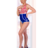 Vintage-Inspired Sailor Latex Bodysuit – Striped Retro Nautical Look with Back Zipper
