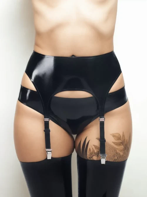 Classic Black Latex Garter Belt – Minimalist Design with Maximum Impact