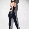 Antlers Graphic Cut-Out Latex Leggings in Black Smoke Grey