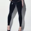 Antlers Graphic Cut-Out Latex Leggings in Black Smoke Grey