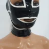 Latex Cat Mask with Teardrop Eyes and Back Zip – Mixed Black & White Design