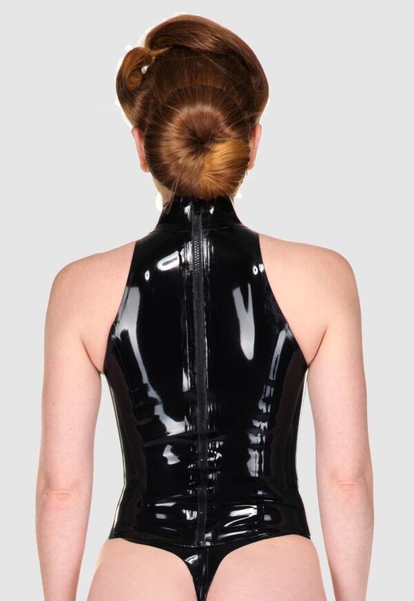 Sleek High-Neck Latex Halter Top – Minimalist Elegance