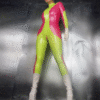 Futuristic Two-Tone Latex Catsuit with Dual Zipper