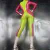 Futuristic Two-Tone Latex Catsuit with Dual Zipper