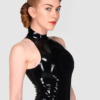 Sleek High-Neck Latex Halter Top – Minimalist Elegance
