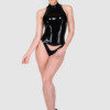 Sleek High-Neck Latex Halter Top – Minimalist Elegance