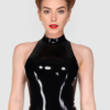 Sleek High-Neck Latex Halter Top – Minimalist Elegance